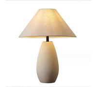 QYYZTQY Bedside lamp Japanese Style Table lamp Minimalism Ceramic Table lamp Vintage Bedroom Living Room with Fabric Shade E27*1 for Hotel Café 38 * 50cm