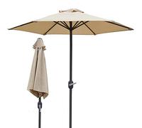 QYYZTQY Beige Outdoor/Deck Parasol Patio Umbrellas, Small 2m Table Umbrella with Crank & Metal Pole, Folding Round Sun Shelter, Lawn Beach