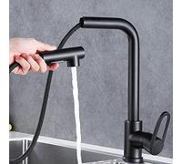 QYYZTQY Black Kitchen Faucets with Pull Out Spray Rotatable Hot Water and Cold Water Single Hole 2 Functions Brass Kitchen Mixer Faucet-B