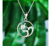 QYYZTQY Boho Female Blue Opal Pendant Cute Silver Color Chain Necklaces For Women Luxury Wave Turtle Wedding Necklace
