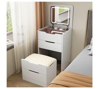 QYYZTQY Budget Makeup Vanity Set with Lights & Stool 3 Color Lighting Modes Space-Saving Dressing Table for Women Bedroom Compact Makeup Console.