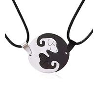 QYYZTQY Cat Yin Yang s for Women Men Girls, Stainless Steel Matching Couples Puzzle Pet Dog BFF s for 2, Funny Cat Dog Lovers Gifts, 21 inch, Stainless Steel, No Gemstone