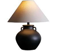 QYYZTQY Ceramic Table Lamp Mid Century Table Lamp Black Antique Rustic Bedside Nightstand Lamp Farmhouse Industrial Desk Light for Bedroom Living Room Home Office