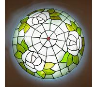 QYYZTQY Chandeliers Ceiling Lights Flush Mount, Dimmable ?30cm ?40cm ?50cm Stained Glass Round Ceiling Lamp for Living Room Bedroom Kitchen y Bathroom[Energy Class A ++],C,30cm