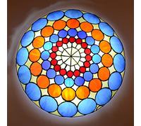 QYYZTQY Chandeliers Ceiling Lights Flush Mount, Dimmable ?30cm ?40cm ?50cm Stained Glass Round Ceiling Lamp for Living Room Bedroom Kitchen y Bathroom[Energy Class A ++],N,40cm