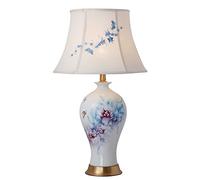 QYYZTQY Chinese Creative Painted Flowers Ceramics Table Lamp Finger Painting Art Bedroom Bedside Lamp Large Oriental Ceramics Desk Lamp for Living Room Hotel Nightstand Lamp