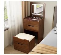 QYYZTQY Compact Makeup Vanity Table with Lights 3 Color Modes Space-Saving Dressing Table for Women Makeup Console with Stool for Bedroom.