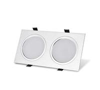 QYYZTQY Creative Silver Aluminum Double Heads LED Recessed Downlight No Strobe 6W/10W/18W Embedded Integrated Spotlight Commercial Indoor Ceiling Panel Light Spot Lamp Hole Light Fixture Outdo (Color