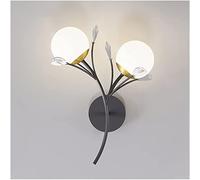 QYYZTQY Creative Wall Lamp, Crystal Wall, Black and Gold LED Wall Light with Glass Globe Shade, Indoor Art Decorative Light Fixtures for Bedroom Living Room Hallway, Three-Color Dimming