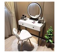 QYYZTQY Dressing Table and Dressing Stool Combinatio, Girls Vanity Table Set Dresser with Adjustable Lights Mirror, Multifunction Bedroom Furniture, Bedroom ()
