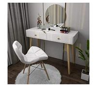 QYYZTQY Dressing Table and Dressing Stool, Girls Vanity Table Set Dresser with Mirror and 2 Drawers, Multifunction Bedroom Furniture, Bedroom Furniture
