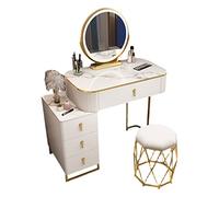 QYYZTQY Dressing Table,Dressing Desk Set Illuminated Vanity Table Drawers and Stool for Bedroom White Mirror with Lights