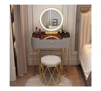 QYYZTQY Dressing Table,Dressing Table Illuminated Mirror, Makeup Vanity Set with 3 Color Modes Adjustable Brightness for Women and Girls,Gray 1,80cm