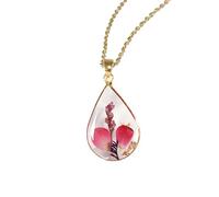 QYYZTQY Dried Pressed Flowers For Women And Girls, 925 Sterling Silver Dried Flowers Necklaces Elegant Floral Teardrop And Heart Shapes, Forget Me Not Necklace, Pressed Flower Jewelry