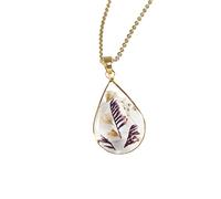 QYYZTQY Dried Pressed Flowers For Women And Girls, 925 Sterling Silver Dried Flowers Necklaces Elegant Floral Teardrop And Heart Shapes, Forget Me Not Necklace, Pressed Flower Jewelry