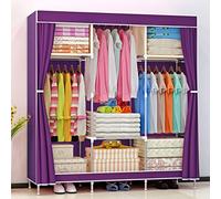 QYYZTQY Foldable Canvas with Hanging Rail Shelves, Purple Clothes Closet Storage for Bedroom, 105x46x156cm - Space-Saving Fabric Wardrobe Solution