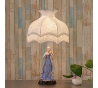 QYYZTQY French Farmhouse Table Lamp 26.4" Tall Extra Large Ceramic Table Lamp Blue Violin Girls Bedside Nightstand Lamp Vintage Cottage End Desk Light for Living Room Kids Bedroom Home Office