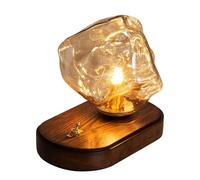 QYYZTQY Glass Table Lamp Wood Desk Reading Lamp Globe Night Stand Light Nordic Desktop Nightstand Lamps for Living Room Bedroom Hotel Decor Lighting G9 Column Table Lamp