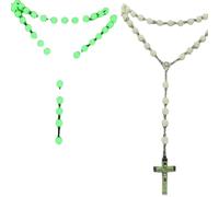 QYYZTQY Glow In The Dark Rosary Necklaces For Women Luminous Catholic Cross Rosary Necklace Religion Faith Jewelry Fashion Accessories Creative Gift
