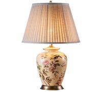 QYYZTQY Hand-Painted Floral Ceramic Table Lamp American Cottage Bird Flower Porcelain Table Lamp Antique Bedside Desk Lamp Vintage Farmhouse Nightstand Lamp for Bedroom Living Room Home Office