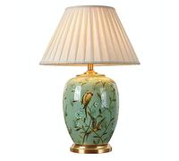 QYYZTQY Hand Painted Flower Ceramics Table Lamp Contemporary Ceramic Desk Lamps for Living Room Bedroom White Fabric Lampshade Farmhouse Bedside Nightstand Lamp