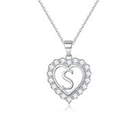 QYYZTQY Heart Initial for Women, S Sterling Silver Initial Letter Pendant Womens Jewelry Mothers Day Gifts Valentines Birthday Christmas Gifts for Her Women Mom Wife Girls Girlfriend, Sterling