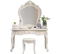 QYYZTQY high-end in 1 Makeup Vanity Desk European White Dressing Table with Stool for Girls