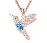 QYYZTQY Hummingbird Crystal Moonstone Turquoise Pendant Sterling Silver Gold Hummingbird Jewelry for Women Men Humming Bird Gifts For Mom Grandma Lucky Charm