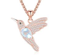 QYYZTQY Hummingbird Crystal Moonstone Turquoise Pendant Sterling Silver Gold Hummingbird Jewelry for Women Men Humming Bird Gifts For Mom Grandma Lucky Charm