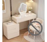 QYYZTQY in Vanity Desk Lights, Makeup & Chair Set, Space-Saving White Gloss Dressing Table with Drawers for Women, Stylish Bedroom Furniture