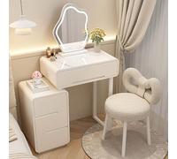 QYYZTQY in Vanity Desk Lights, Makeup & Chair, Space-Saving Dressing Table with Drawers, Stylish White Gloss Bedroom Furniture for Women