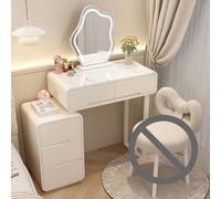 QYYZTQY in Vanity Desk Lights, Makeup & Chair, Space-Saving Dressing Table with Drawers, White Gloss Bedroom Furniture for Women