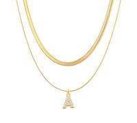 QYYZTQY Initial, Dainty Gold Plated Layered For Women Trendy, Herringbone Snake Chain Rhinestones A-Z Pendant Letter Choker Jewelry Gift