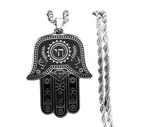 QYYZTQY Judaism Hamsa Hand Chai Hebrew Letters Necklace Women Stainless Steel Jewish Ancient Lucky Protective Amulet Necklaces Jewelry