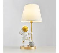 QYYZTQY Kids Table Lamp Boys Nightstand Planet Astronaut Night Lamp Milk Glass Brass Table Lamp Vintage Gold Mid Century Bedside Lamp for Children Bedroom Nursery Room Girls Boys Room Home Office