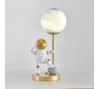 QYYZTQY Kids Table Lamp Boys Nightstand Planet Astronaut Night Lamp Milk Glass Brass Table Lamp Vintage Gold Mid Century Bedside Lamp for Children Bedroom Nursery Room Girls Boys Room Home Office