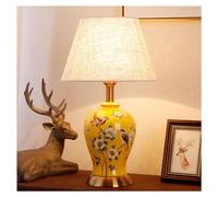 QYYZTQY Lamp for Desk Ceramic Table Lamp Retro Bedroom Living Room Decoration Bedside Lamp Study Decoration Lamps Desk Led Lamp(Yellow,A)