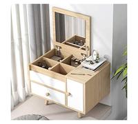 QYYZTQY Large Storage Organizer for Home Bedroom, Dressing Table Makeup Vanity Desk with Flip Top Mirror and Sliding Drawers (Color : White-b, Size : 60x40x45cm (Natural b)