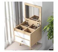 QYYZTQY Large Storage Organizer for Home Bedroom, Dressing Table Makeup Vanity Desk with Flip Top Mirror and Sliding Drawers (Color : White-b, Size : 60x40x45cm (Natural a)