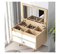 QYYZTQY Large Storage Organizer for Home Bedroom, Dressing Table Makeup Vanity Desk with Flip Top Mirror and Sliding Drawers (Color : White-b, Size : 60x40x45cm (Natural a)