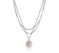 QYYZTQY Layered s for Women, Gold for Women Gold Plated Titanium Steel Roman Knight Head Three-Layer Irregular Silver for Women Light Weight Birthday Valentine's Day Mothers Day