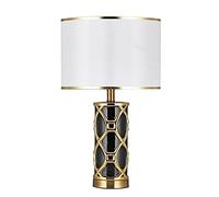 QYYZTQY LED Table Light Ceramic Black Glazed Luxury Decorative Desk Lamp Fabric Lampshade for Living Room Bedroom Library Study Office Nightstand Table Lamp