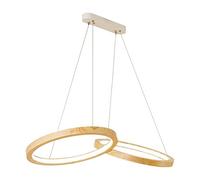 QYYZTQY LED Wood Chandelier Circular Double Ring Pendant Nordic Ceiling Hanging Lamp for Dining Room Kitchen Island Corridor Porch Entryway Lighting Fixture(Warm Light,86