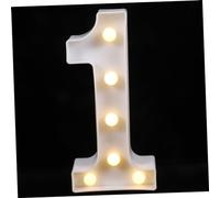 QYYZTQY Light Up Number 1 Number Symbol Modeling Lamp Decor Light up Plastic White Shine Light Up Numbers