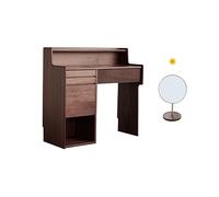 QYYZTQY Makeup Vanity Table - Retro Wooden Dressing Desk for Bedroom - Stylish Makeup Station with Lights - Elegant Cosmetic Table for Beauty Essentials