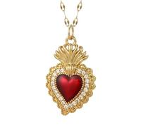 QYYZTQY Necklace For Women, Cute Heart Pendant Necklace Red Love Dijes Long Chain, Chunky Heart Necklace, Heart Necklace, Olivia Necklace, Heart Necklace Red, Gold Red Heart