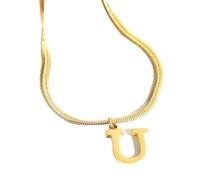 QYYZTQY New 2025 316L Stainless Steel Necklace Letter A-Z Blade Chain Necklace For Women Hip Hop Party Titanium Steel With For You Jewelry Fashion Accessories Creative Gift