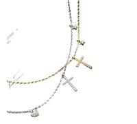 QYYZTQY New 2025 925 Sterling Silver Star Cross Hearts Pendant Necklace For Women Gold Color Link Chain Necklace Korea Style Fine With For You Jewelry Fashion Accessories Creative Gift, size,