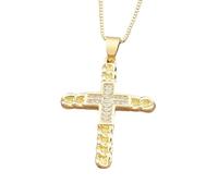 QYYZTQY New 2025 Copper Zircon Cross Inlaid Lucky Star Necklace Women Creative Fashion Jewelry Retro Religious Prayer Gift With For You Jewelry Fashion Accessories Creative Gift, size, Stainless
