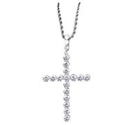 QYYZTQY New 2025 Hip Hop Ankh Cross Pendant Necklace Aaaa+ Cubic Zirconia Egyptian Style 24" 30" Chain Necklace With For You Jewelry Fashion Accessories Creative Gift, size, Stainless Steel, No